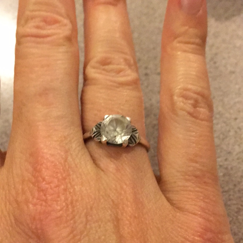 Stunning Art Deco white topaz solitaire ring